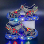 Poiste LED-sandaalid Spiderman V&auml;lisjalan&otilde;ud Rannajalatsid Laste Valgustusega Libisemiskindlad Jalan&otilde;ud Suveks 32-Insole 19.8 cm sinine