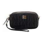 MIU MIU Logo Detailne T&otilde;mblukuga K&auml;ekott Must Naiste K&auml;ekotid 5NE846-2FPP-F0002 Basic Set (Bag+Dust Bag)