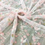 Roosa v&auml;ike lind tikandiga v&otilde;rkkangast taimemustriga litritega moodne pitskangast DIY kleidi jaoks lasteriidekangas TJ9659 150x90cm