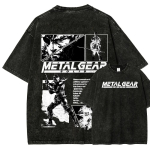 Metal Gear Solid Manga M&auml;ngud Graafiline Prindiga T-s&auml;rk Meestele Naistele Uus Mood Harajuku Pesitud Puuvillased T-s&auml;rgid L&otilde;dvad Vabaaja &Uuml;lem&otilde;&otilde;dulised Topid XL black