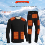 Kuumutav aluspesu kaheosaline komplekt meestele ja naistele - Fliisvoodriga soojuse tagamiseks 4XL gray
