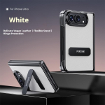 iPhone Duo 5G jaoks &Uuml;mbrise Luksuslik Matt Nahast &Uuml;li&otilde;huke Nahas&otilde;bralik Hinge Hoidjaga Kokkupandav P&otilde;rutuskindel K&otilde;va Tagakaane Tarvikud No Front Cover&iPhone Duo valge