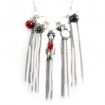 Les Tr&eacute;sors De Lily [G7793] - Collier Cr&eacute;ateur 'Capucines' rouge noir argent&eacute; punane