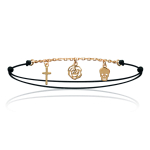 Les Tr&eacute;sors De Lily [J3098] - Bracelet Plaqu&eacute; Or 'T&ecirc;te de Mort' dor&eacute; noir - fleur 7 mm kuld