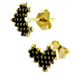 7bis [Q1359] - Boucles artisanales 'Love' noir dor&eacute; - 7x6 mm must