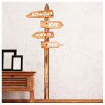 Les Tr&eacute;sors De Lily [P2753] - Planche de stickers 'Panneaux d'Orientation' (Bonheur - Joie - Amour - Rire) - 50x70 cm pruun