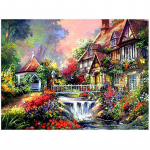 Teemantmaal Tikandid Maastik Ristpistes Kristallkivist kleebitud K&auml;sit&ouml;&ouml; N&auml;put&ouml;&ouml; 20X30CM