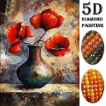 DIY teemantmaalid punased lilled t&auml;ispuurkivist ristpistes komplektid k&auml;sitsi valmistatud tikkima k&auml;sit&ouml;&ouml; 20X30CM