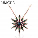 UMCHO v&auml;rviline Star kaelakee Solid 925 Sterling Silver Charm Statement kaelakee naistele ehted pulmade kingitus