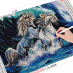 T&auml;isruudu/&uuml;mmargune teemantmaaling hobune teemanttikandid mosaiikristpistes loom k&auml;sitsi valmistatud kingitus Full Round 20X30CM