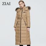ZIAI Winter Long Jacket Karusnaha kapuutsiga puuvillane mantel mood tuulekindel M kahvatu taupe v&auml;rv