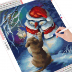 Teemantmaaling J&otilde;ulud t&auml;isruudu teemanttikandid Lumememm Mosaiik Cartoon K&auml;sitsi valmistatud kingitus Full Round (20X30CM)