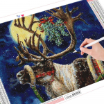 T&auml;isruudukujuline teemanttikandid j&otilde;uluhirv 5D DIY teemantmaal Mosaiik loom kivist pilt p&uuml;hadekink Full Round (20X30CM)