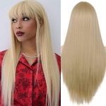 LISI HAIR Pikad sirged s&uuml;nteetilised parukad blondid naiste cosplayd parukas 30 tolli Keskosa juuste parukas t&uuml;drukule