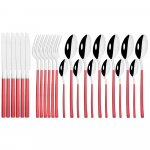 24 tk Must s&ouml;&ouml;giriistade komplekt nuga kahvel lusikas s&ouml;&ouml;gin&otilde;ude lauan&otilde;ude komplekt roostevabast terasest peegel teelusikad s&ouml;&ouml;giriistade h&otilde;ben&otilde;ude komplekt h&otilde;be/punane