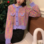 Hirsionsan Fashion Elegantsed &uuml;herealised silmkoelised kampsunid Naistele Uued Korea s&uuml;damen&ouml;&ouml;biga kampsunid Naiste harajuku topsid One Size lilla