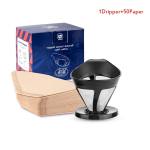 [i Cafilas][DG01] Korduvkasutatav &uuml;he tassi kallatav kohvipruulija kohvitilguti 2&ndash;4 tassi jaoks koos V60 &uuml;hekordse paberfiltriga jahvatust&ouml;&ouml;riista plastvormidega 1 Dripper + 50 PCS Filter valge/must