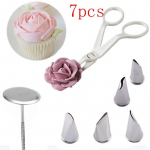 7tk/komplekt Lillek&auml;&auml;rid+koogialus +5tk Tulbid Rose Otsik Nael Decor Lifter Fondant Cream Transfer K&uuml;psetamine Kondiitritooted K&ouml;&ouml;k 7pcs/set