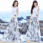 Suvine uus &scaron;ifoonist seelik pikk plusssuuruses seelik Bohemian Floral Big Swing Naiste rannaseelik pikk seelik Naiste A-kujuline seelik 3XL