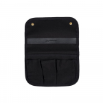 Mitme taskuga tooli k&uuml;ljel rippkott, l&otilde;uendist rippuv abivahend matkalaua hoiukoti k&otilde;rval must