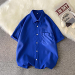 N&ouml;&ouml;biga l&uuml;hikeste varrukatega s&auml;rk Meeste suvine Korea rev&auml;&auml;riga s&auml;rk Hongkongi stiilis &uuml;hev&auml;rviline mitmek&uuml;lgne jakk Meeste avar moodne top s&auml;rk L sinine