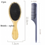 Phyllostachys Pubescens Ovaalne Harjastega Airbag Massaažikamm Antistaatiline juuksesirgenduskamm Bambusest lokkis juukseid sirgestav kamm Bristle + nylon