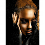 Teemanttikandid Must neegri naine Teemantmaal Kunstiline pilt Mosaiik Tikand Pildid Kunstiteos Full Round 20x30CM