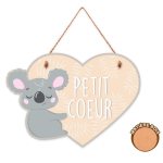 Les Tr&eacute;sors De Lily [A0711] &ndash; puidust tahvel Petit Coeur koaala &ndash; 18x14 cm beež