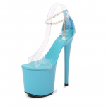 Naiste moekingad Catwalk PU &uuml;lik&otilde;rged kontsad Stiletto seksikad sandaalid 1986. seeria 20cm konts 10cm platvorm LFD 34 helesinine v&auml;rv