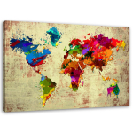 Feeby l&otilde;uenditr&uuml;kk, v&auml;rviline maailmakaart 60x40 mitmev&auml;rviline