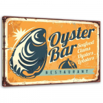 L&otilde;uenditr&uuml;kk Retro Sign Oyster Bar 60x40 oranž
