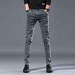 Isikup&auml;rastatud uued kevadteksad Meeste trend, v&auml;ikesed jalad elastsed Slim Fit Korea teksap&uuml;ksid, mitmek&uuml;lgsed meester&otilde;ivad 27