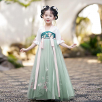 T&uuml;druk Hanfu iidne kost&uuml;&uuml;m lapsed Hiina stiilis v&auml;ikese t&uuml;druku kleit Tang kleit printsessi seelik rahvariided lapsed S