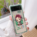 Anime Demon Slayer luksuslik &uuml;mbris Samsung Galaxy Z Flip 3 4 5g Funda Z Flip3 Clear PC k&otilde;va p&otilde;rutuskindel Taga Telefon Coque Shell Samsung Z Flip4 5G