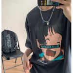 Meeste l&uuml;hikeste varrukatega T-s&auml;rgid Graafilise tr&uuml;kiga kirjaga Poolvarrukatega T-s&auml;rgid Pullover T-s&auml;rk Juhuslik T-s&auml;rk Meeste Korea Vabaaja Kaela Retro Topid M must