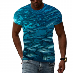 Suvemood Merekala graafilised t-s&auml;rgid Mehed Casual Trend Print T-s&auml;rk The Underwater World Mustrilised l&uuml;hikeste varrukatega T-s&auml;rgid Top 3XL