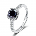 Bague Ringen D v&auml;rviline VVS 1-karaadine Moissanite s&otilde;rmus Sterling S925 h&otilde;betatud plaatinaga luksuslikud ehted naistele pulmakihlus 1ct adjustable must