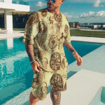 Meeste T-s&auml;rk ja l&uuml;hikesed p&uuml;ksid 3D-prindiga Vintage sobivates komplektides 2-osaline komplekt Spordidress T&auml;navar&otilde;ivad P&uuml;ksid Mood Hot Tops Riided L
