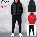 Meeste vabaaja komplektid, vest + kapuutsid + p&uuml;ksid, 3-osaline spordidress, meeste spordir&otilde;ivaste komplekt XL black