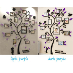 Happy Tree pildiraam Puu 3D kleebis Fotosein Elutuba Magamistuba Soe pildipuu kleebis Loov kodukaunistus XL helelilla v&auml;rv