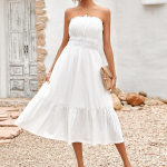 Olkaimeta rannamaksikleit naistele mood kevadsuvi uus naiste vabaaja massiivne korsett-v&ouml;&ouml;kleit Naiste pikk valge kleit XL valge