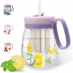 30 untsi klaasist trummel teet&otilde;mmise, kaane, &otilde;lgede ja k&auml;epidemega &ndash; korduvkasutatav Boba tass smuutide jaoks, j&auml;&auml;kohv &ndash; lekkekindel masonipurk