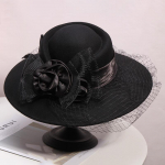 Loor, Must Naiste Talvine Fedora 100% Austraalia villane Cloche M&uuml;tsid Naiste laia &auml;&auml;rega Viltm&uuml;ts Naiste Kikim&uuml;ts kirikum&uuml;tside jaoks 56-58cm 56-58cm