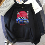 Jaapani t&auml;navar&otilde;ivad Anime meeste kampsunid JDM Car Skyline GT-R R34 Initial D kapuutsiga vabaaja pikkade varrukatega topid Oversized kapuuts S