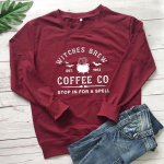 Witches Brew Coffee Co Pusa Esteetiline Witchy Woman Halloween Joomine Pullovers Kampsunid S valge