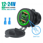 Autolaadija Kahe USB C Pd pordiga telefon kiire Qc3.0 automaatse adapteriga telefon 12v/24v puutel&uuml;litiga mootorratta auto jaoks roheline