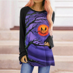 Naiste T-s&auml;rk Tee Cartoon Halloweeni k&otilde;rvitsamaaling Active Streetwear pikkade varrukatega tr&uuml;kiga &uuml;markaelus Essential Basic S