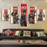 Kodukaunistuse plakat HD-pildid Prindid L&otilde;uend 5-osaline Modulaarne Apex Legends M&auml;ng Elutuba Kunst Dekoratiivne koomiksimaal Raamitud Ilma raamita 20x35cm*2 20x45cm*2 20x55cm*1