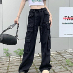 T&auml;navar&otilde;ivaste taskud Vintage laia s&auml;&auml;rega p&uuml;ksid, naiste mood, lahtised p&uuml;ksid, naiste massiivsed keskmise pikkusega sirged p&uuml;ksid 29649 XS must