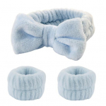 1 komplekt Rihm Pehme n&auml;opesu Juuksed Mugav spaa Bowknot peapael ja randmepaelte komplekt Hooldustarvikud beež